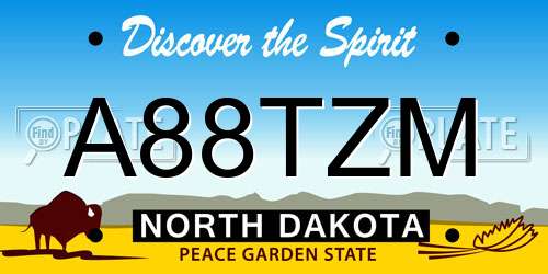 A88TZM North Dakota License Plate