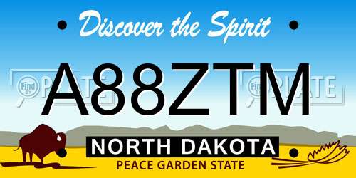 A88ZTM North Dakota License Plate