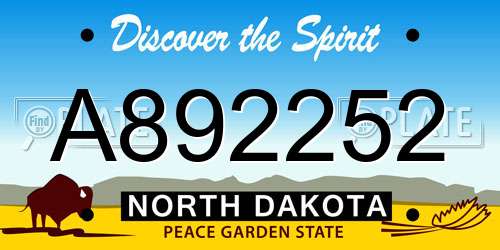 A892252 North Dakota License Plate