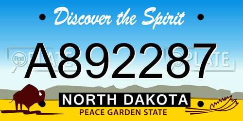 A892287 North Dakota License Plate
