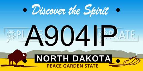 A904IP North Dakota License Plate