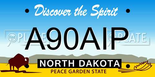 A90AIP North Dakota License Plate