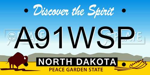 A91WSP North Dakota License Plate