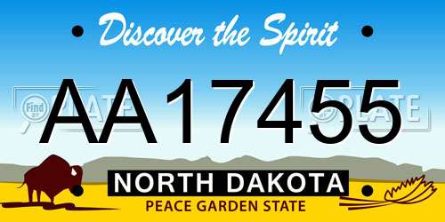 AA17455 North Dakota License Plate