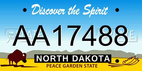 AA17488 North Dakota License Plate
