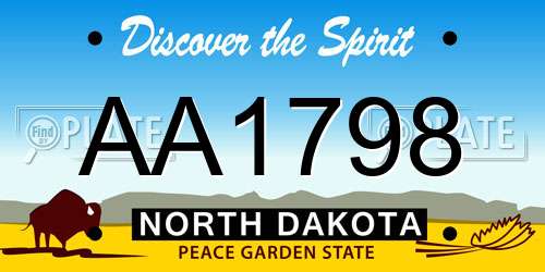 AA1798 North Dakota License Plate