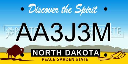AA3J3M North Dakota License Plate