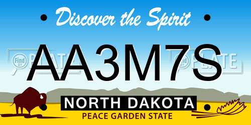 AA3M7S North Dakota License Plate