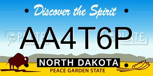 AA4T6P North Dakota License Plate