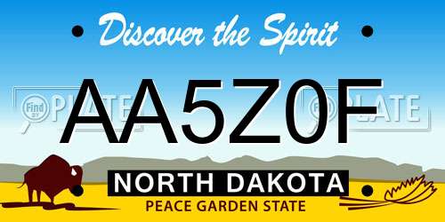 AA5Z0F North Dakota License Plate