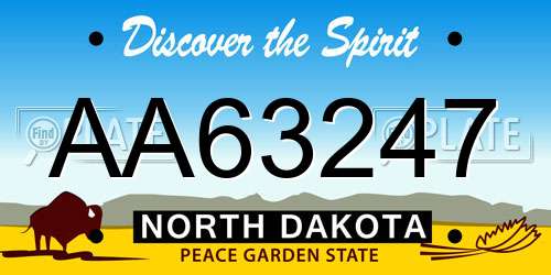 AA63247 North Dakota License Plate
