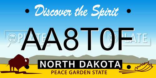 AA8T0F North Dakota License Plate