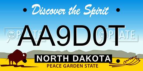 AA9D0T North Dakota License Plate