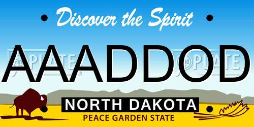 AAADDOD North Dakota License Plate