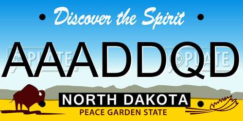 AAADDQD North Dakota License Plate