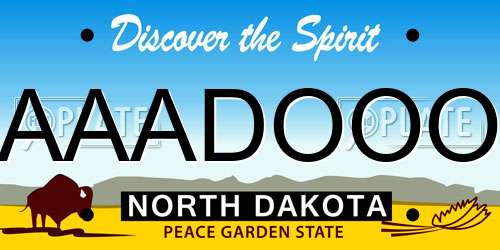 AAADOOO North Dakota License Plate