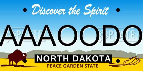 AAAOODO North Dakota License Plate