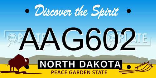 AAG602 North Dakota License Plate