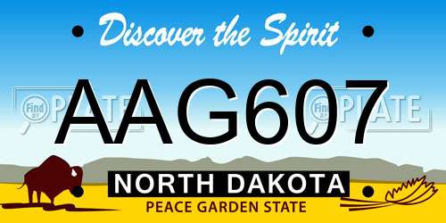 AAG607 North Dakota License Plate