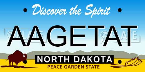 AAGETAT North Dakota License Plate