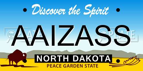 AAIZASS North Dakota License Plate