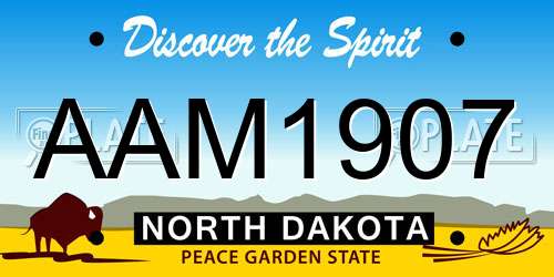 AAM1907 North Dakota License Plate