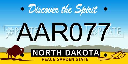 AAR077 North Dakota License Plate