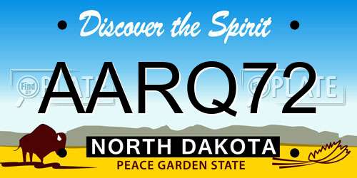 AARQ72 North Dakota License Plate