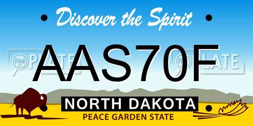 AAS70F North Dakota License Plate