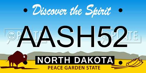 AASH52 North Dakota License Plate