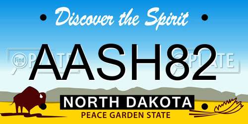 AASH82 North Dakota License Plate