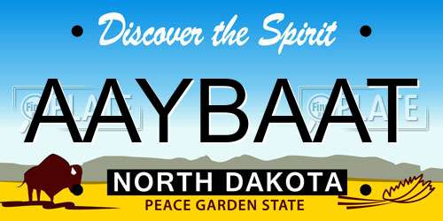 AAYBAAT North Dakota License Plate