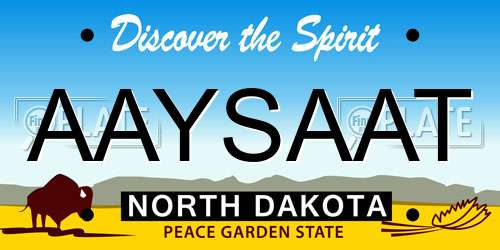AAYSAAT North Dakota License Plate