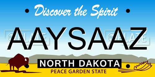 AAYSAAZ North Dakota License Plate