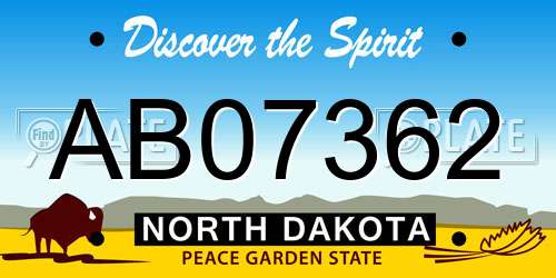AB07362 North Dakota License Plate