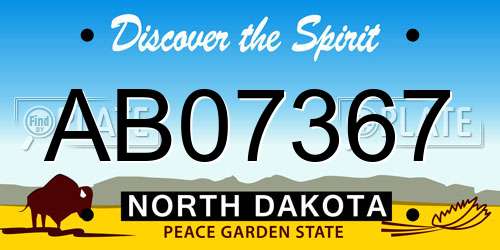 AB07367 North Dakota License Plate