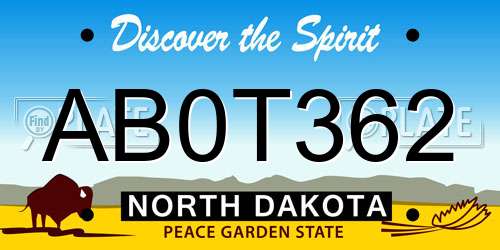 AB0T362 North Dakota License Plate