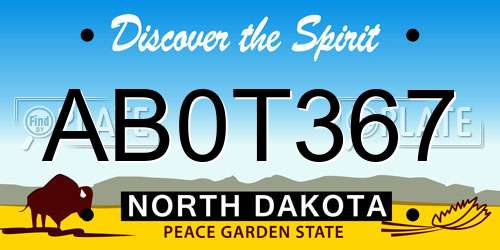 AB0T367 North Dakota License Plate