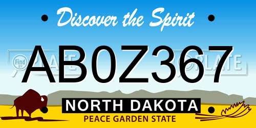 AB0Z367 North Dakota License Plate