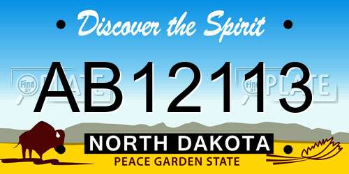 AB12113 North Dakota License Plate