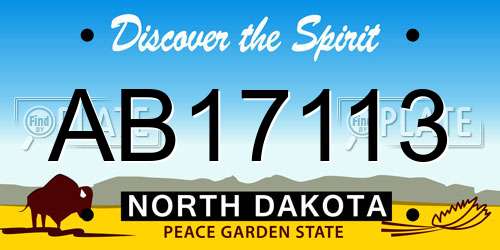 AB17113 North Dakota License Plate