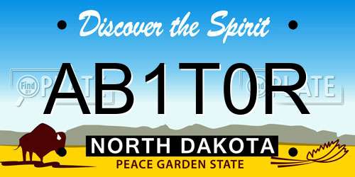 AB1T0R North Dakota License Plate