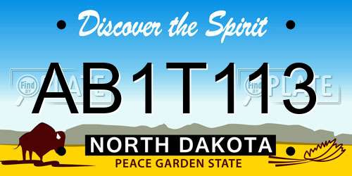AB1T113 North Dakota License Plate