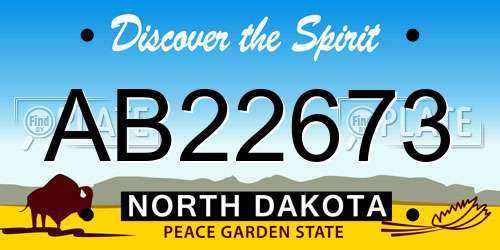 AB22673 North Dakota License Plate