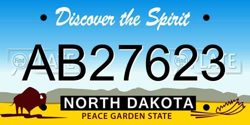 AB27623 North Dakota License Plate