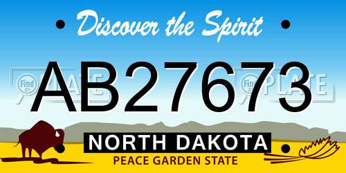 AB27673 North Dakota License Plate