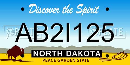 AB2I125 North Dakota License Plate