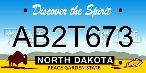 AB2T673 North Dakota License Plate