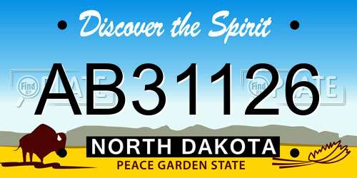 AB31126 North Dakota License Plate