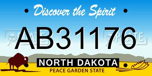 AB31176 North Dakota License Plate